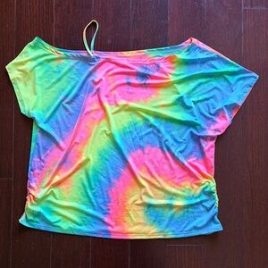 Women's Rainbow Tie-Dye Off-Shoulder Top